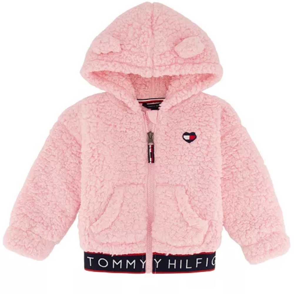 Tommy Hilfiger Baby Girls Minky Hooded Jacket Zip up Fleece ACCEPTING OFFERS
